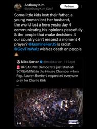 Screenshot from Kim's tweet about Jasmine Crockett and Tim Walz / Source: @AnthonyKim_Golf on X